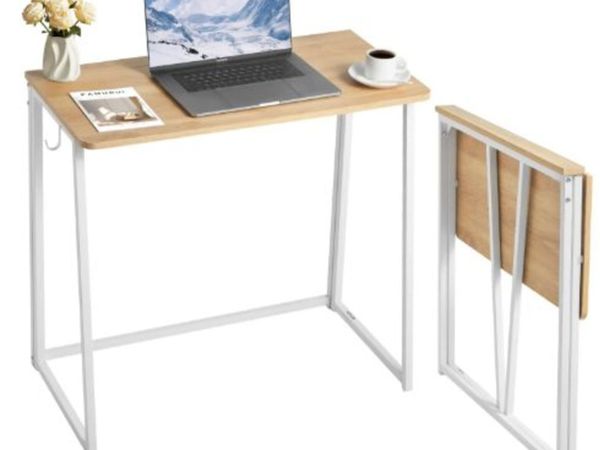 Folding Desk, 80 cm Small Foldable Table Compact - Main image