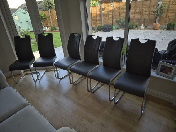Grey Leather Dining Chairs - Main image