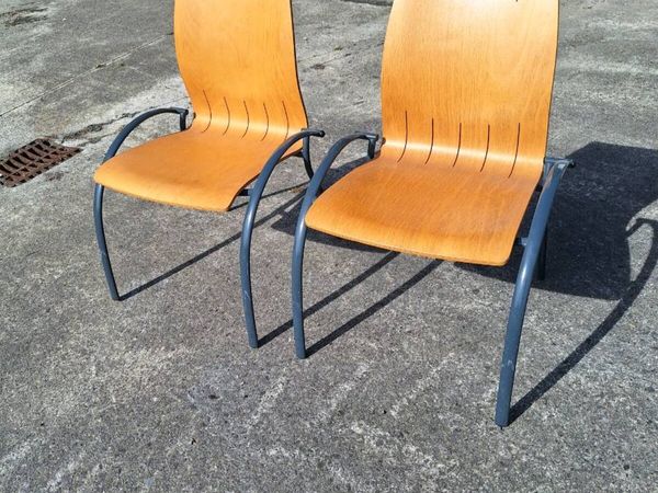 Two sturdy metal and wooden chairs - Main image