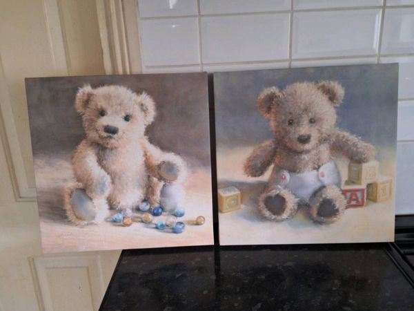 Two lovely teddy bear on canvas prints - Main image