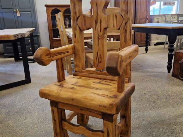 Vintage reclaimed wood gothic style chair - Main image