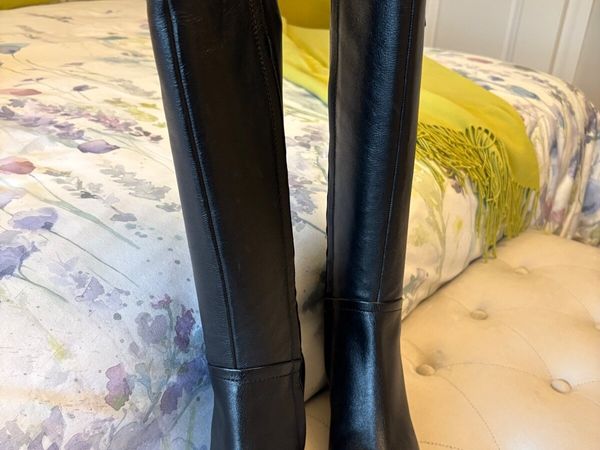 Ladies black leather boots 6 - Main image