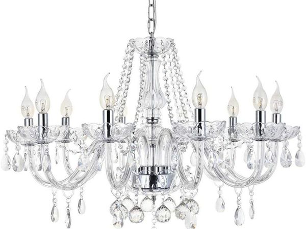 10-Arm Crystal Glass Chandelier – Cognac Color - Main image