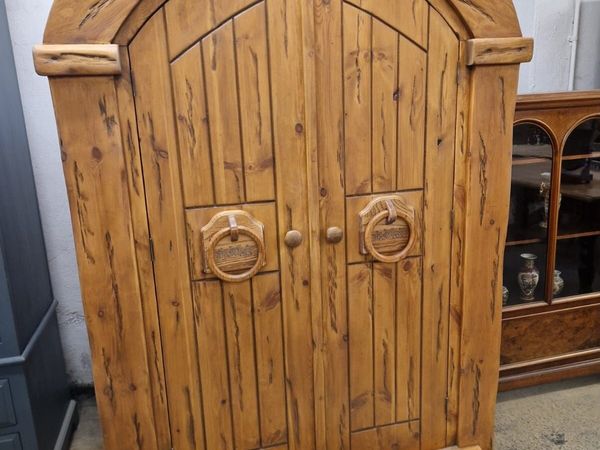Vintage reclaimed wood gothic style cupboard - Main image