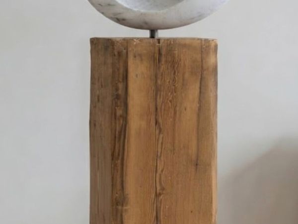 White Marble and Rustic Timber Sculptural ... - Main image