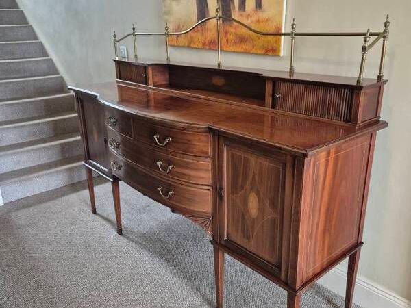 Edwardian Mahogany& satinwood inlaid bow-front sideboard - Main image