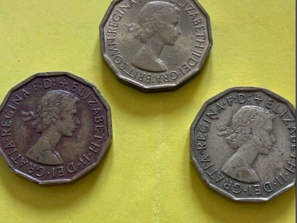 UK Three Pence Coins 1953/62/67 - Main image