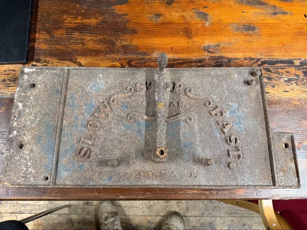 Steam Train throttle cast iron plate. - Main image