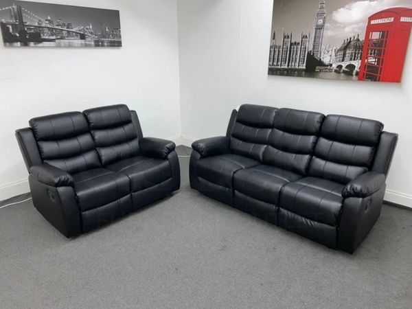 Roma 3+2 Manual Leather Recliner Sofa Set - Main image