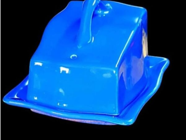 Vintage Harrods Cobalt Blue Ceramic Cheese Wedge - Main image