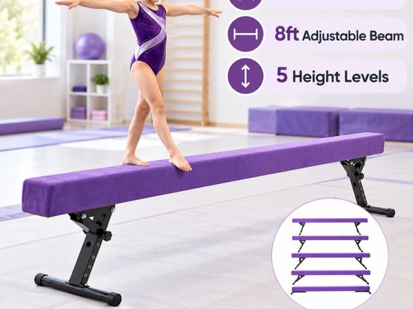 Adjustable Gymnastics Balance Beam for Kids 8ft Pu - Main image