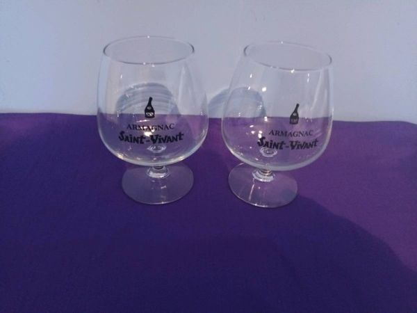 2 Rare ARMAGNAC SAINT  VIVANT Brandy  Glasses - Main image