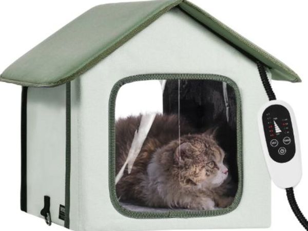 Elevated Heated Cat House, Outdoor Kitty Shelter - Main image