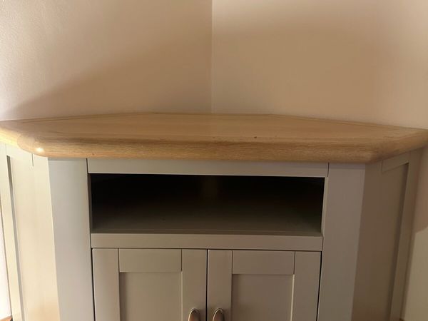 Sherbury Grey Oak 2 Doors Corner TV Stand - Main image