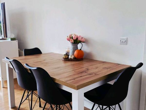 Dining Table - Extendable - Oak & White - Main image