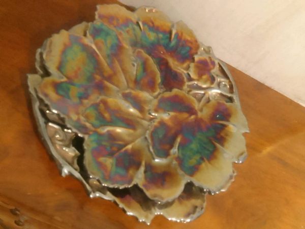 Art nouveau charger majolica leaf plates - Main image