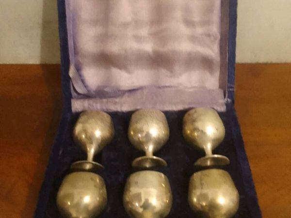 Vintage goblets in velvet display - Main image