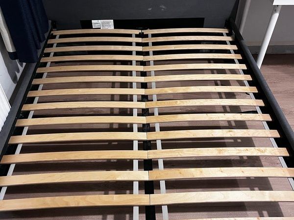 IKEA double bed, mattress and two under bed storage drawers - Main image