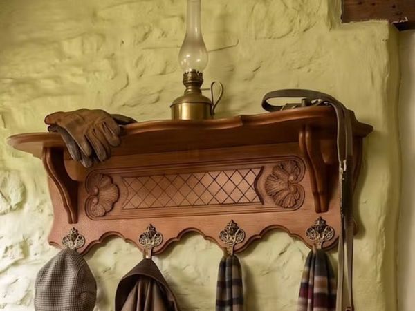 Smaller old coat rack with shelf - Main image