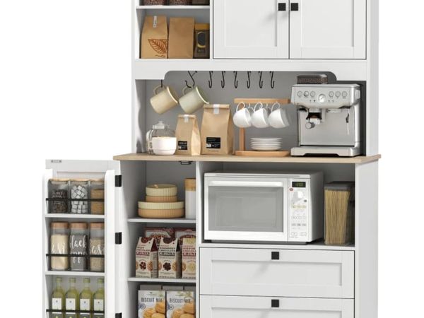 Pantry Cabinet with 3 Doors 2 Drawers 3 Door Shelv - Main image