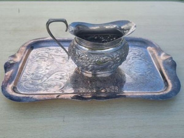 Viking Plate -  silver plate   creamer and tray - Main image