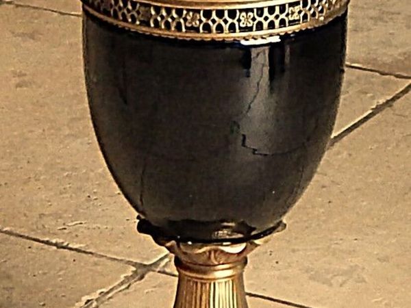 Black Glass and Brass Ornate Urn - Main image
