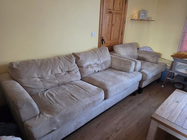 Cream suede couch - Main image