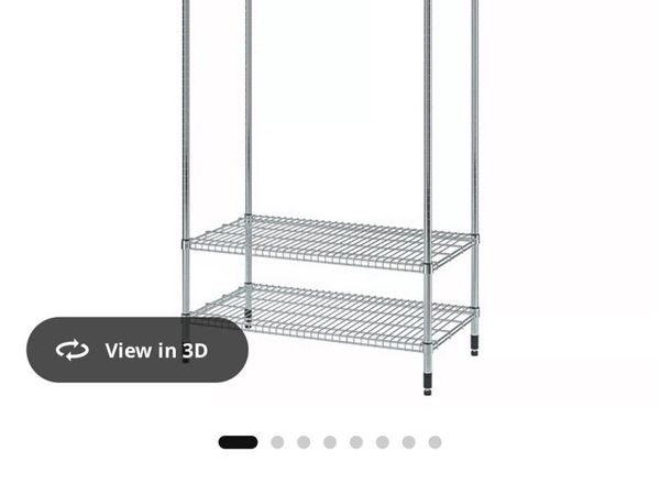 Shelving unit with clothes rail, galvanised - Main image