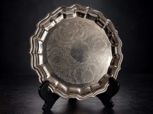 Vintage Ornate Engraved Serving Tray - Main image