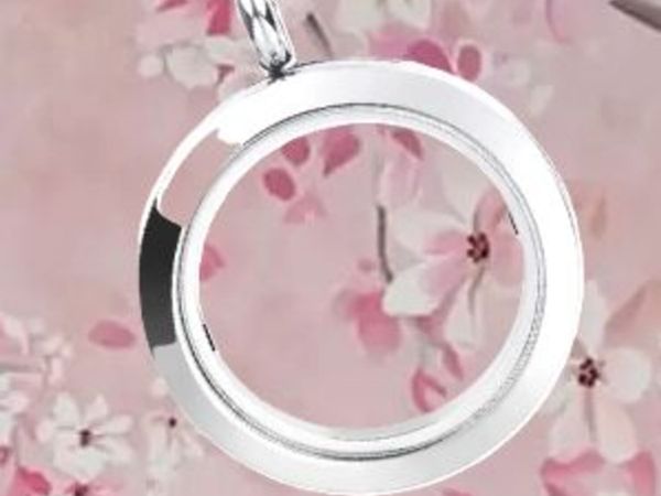 Silver tone floating memorial locket - Main image