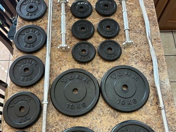Gym Metal Weights + Bars Bundle Cheap! ALL YORK!! - Main image