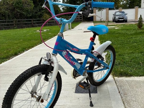18 inch girls Miami Beach white and blue bike - Main image