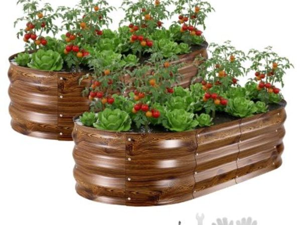 2 Pack Galvanized Raised Garden Beds, 1200 x 600 - Main image