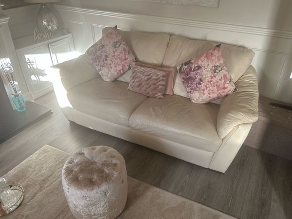 3 + 2 Cream Leather Sofa - Main image