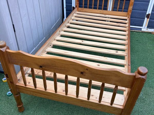 2 x Matching Solid Single Wooden Beds -Can Deliver - Main image