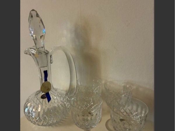 Vintage Thos Webb Crystal Decanter& Glasses - Main image