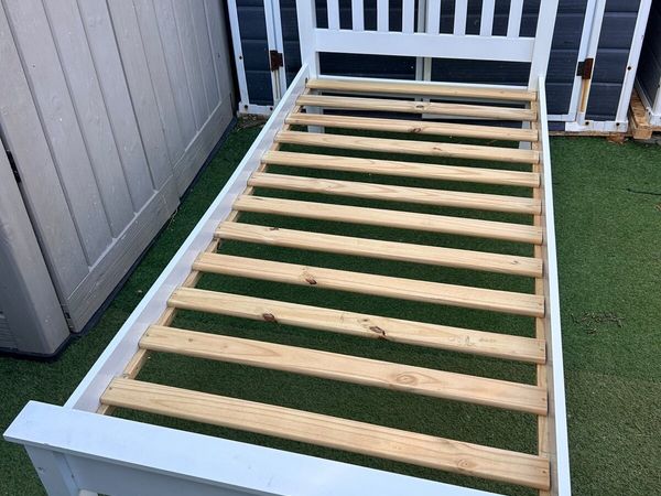 Extremely Sturdy White Single Wooden Bed - Deliver - Main image