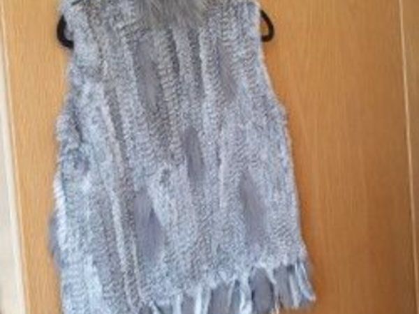 Gray real fur gilet - Main image