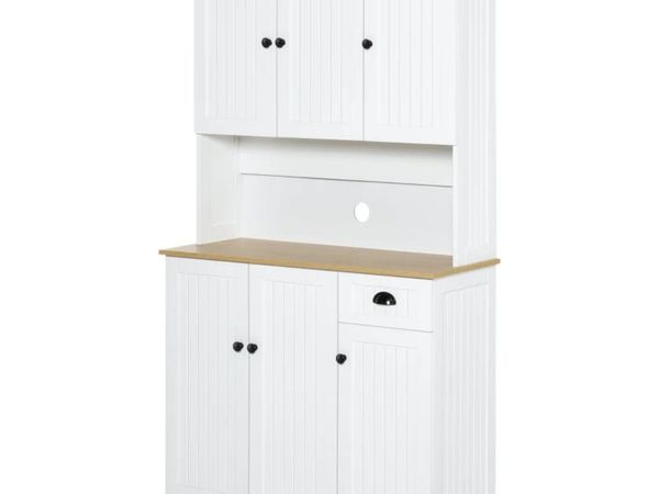 White Kitchen Cabinet 180cm Freestanding Modern St - Main image