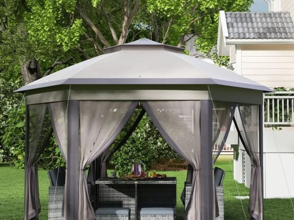 Hexagon Garden Gazebo - Pop Up Outdoor Patio Doubl - Main image