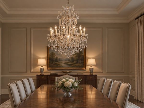 Nice sized Cristal chandelier. Good size and shape - Main image
