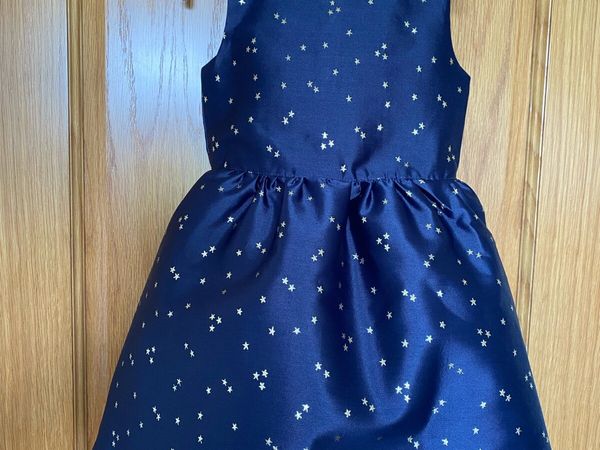 Girl’s Elegant Occasion Navy & Gold Stars 🌟 Dress - Main image
