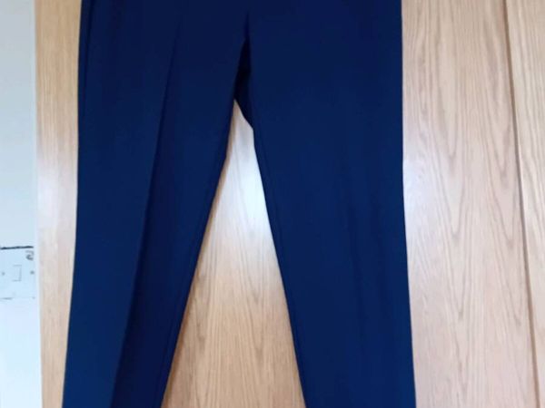 Ladies Benetton Navy Trousers Size 14 - Main image