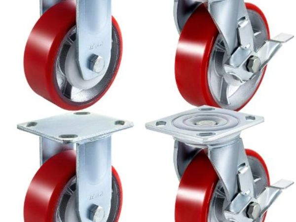 4 Pack 15.24 x 5.08 cm Caster Wheels 2 Rigid and 2 - Main image