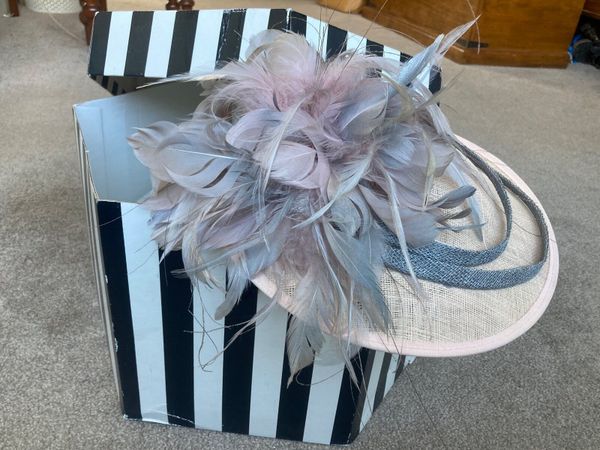 Fascinator/Hat - Dusty pink/ Silver Grey - Main image