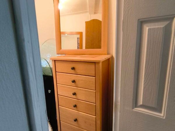 Beautiful tall boy unit new matching mirror 100 - Main image
