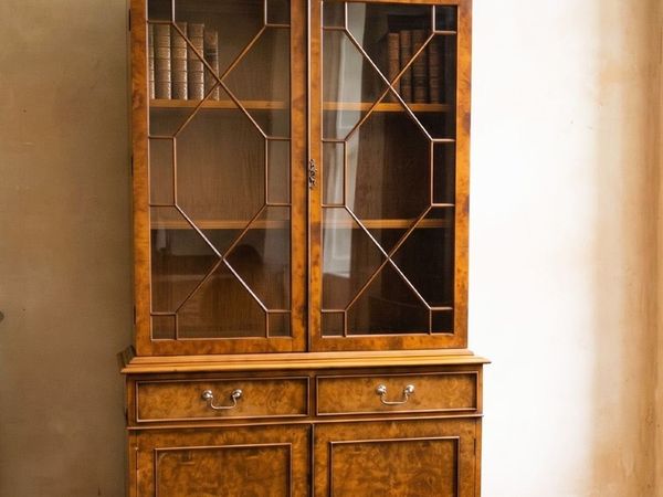 Vintage Burr- Walnut Display Bookcase - Main image