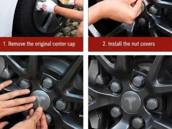 Tesla centre caps + nut covers (FREE POST) - Main image