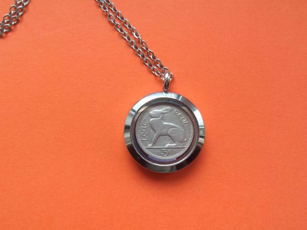 Irish 1968 Three Pence Coin Pendant Necklace - Main image
