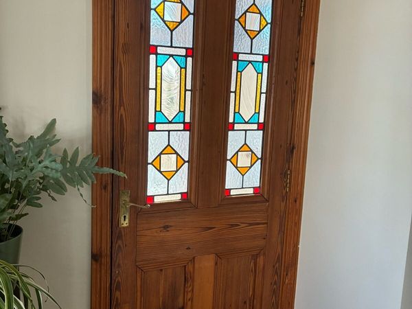 Internal stained glass pitch pine door - Main image
